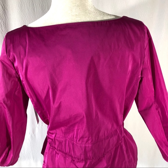 NWT Theory Electric Pink Taffeta 3/4 Sleeve Top - Picture 7 of 8